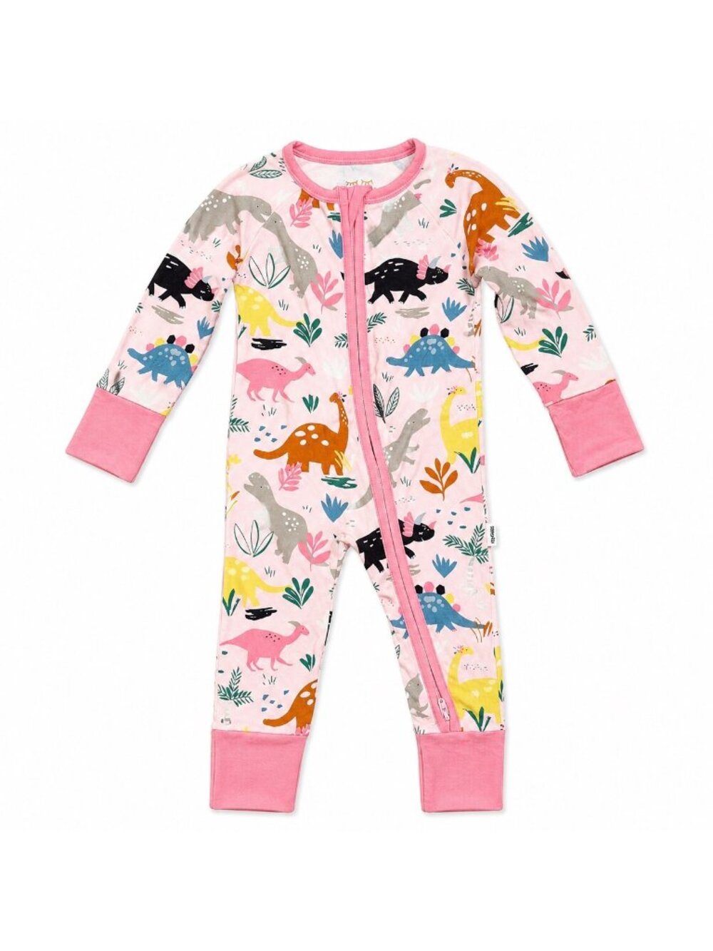 Little Sleepies Pink Dinosaur Zippy Pajamas 0-3 Months Bamboo Sleeper